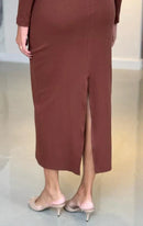 Vestido Midi Canelado com Fenda Virginia