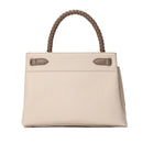Bolsa Tote Floater Bege Alça Dupla Couro Legítimo