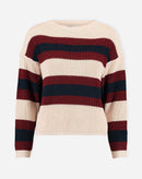 Suéter de Tricot Listrado - Bege