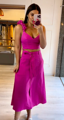 Conjunto Clara Cropped e Saia Midi