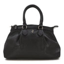 Bolsa Tote Preto Couro Legítimo Detalhe Franzido