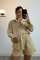 Conjunto Feminino Max Camisa e Short em Linho