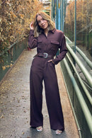 Macacão Feminino Manga Longa com Cinto