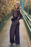 Macacão Feminino Manga Longa com Cinto