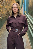 Macacão Feminino Manga Longa com Cinto