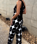 Macacão Ombro Único Estampa Geométrica