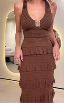 Vestido Marrom com Babados