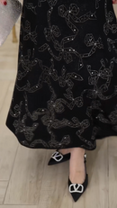 Conjunto Feminino Preto com Laços Bordados em Strass